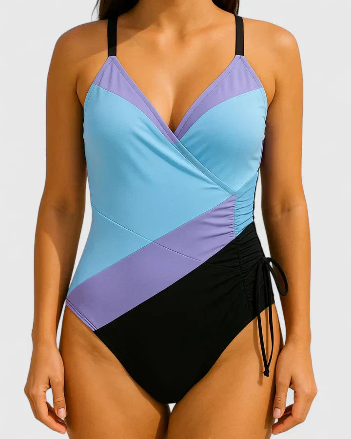 Peyton | Women’s Striped Wrap-Front One-Piece Swimsuit