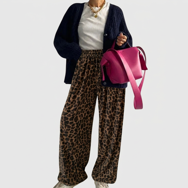Amara - Leopard Print Wide-Leg Pants
