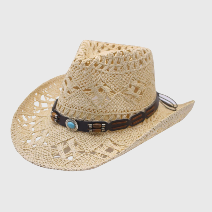 Aurelin | Wide-Brim Cowboy Hat with Decorative Band for Summer
