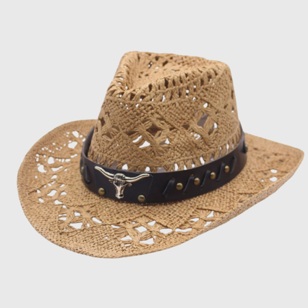 Aurelin | Wide-Brim Cowboy Hat with Decorative Band for Summer