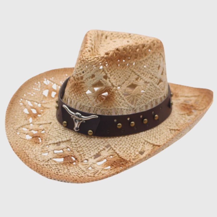 Aurelin | Wide-Brim Cowboy Hat with Decorative Band for Summer