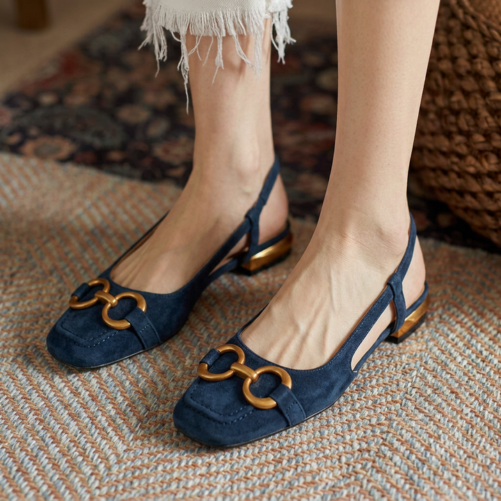 Dorothy | Elegant Chain-Detail Slingback Flats
