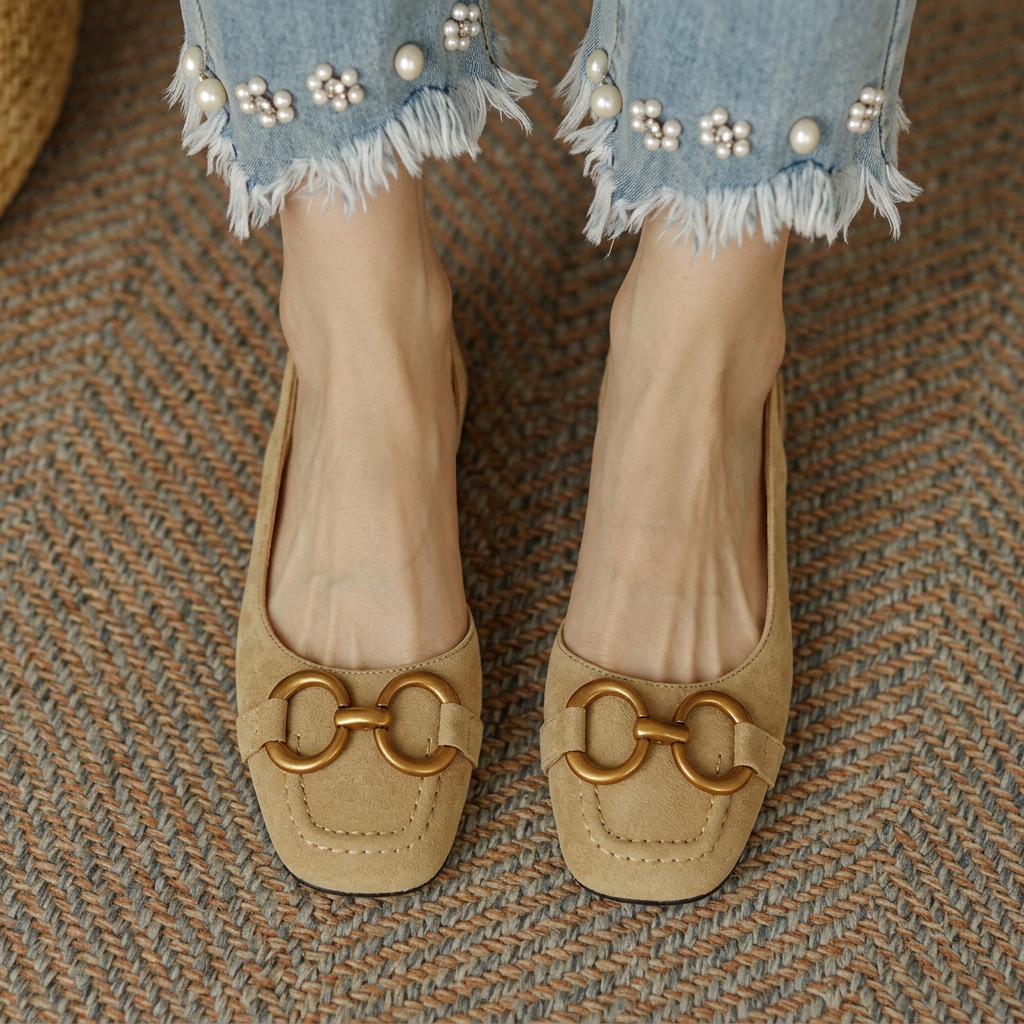 Dorothy | Elegant Chain-Detail Slingback Flats
