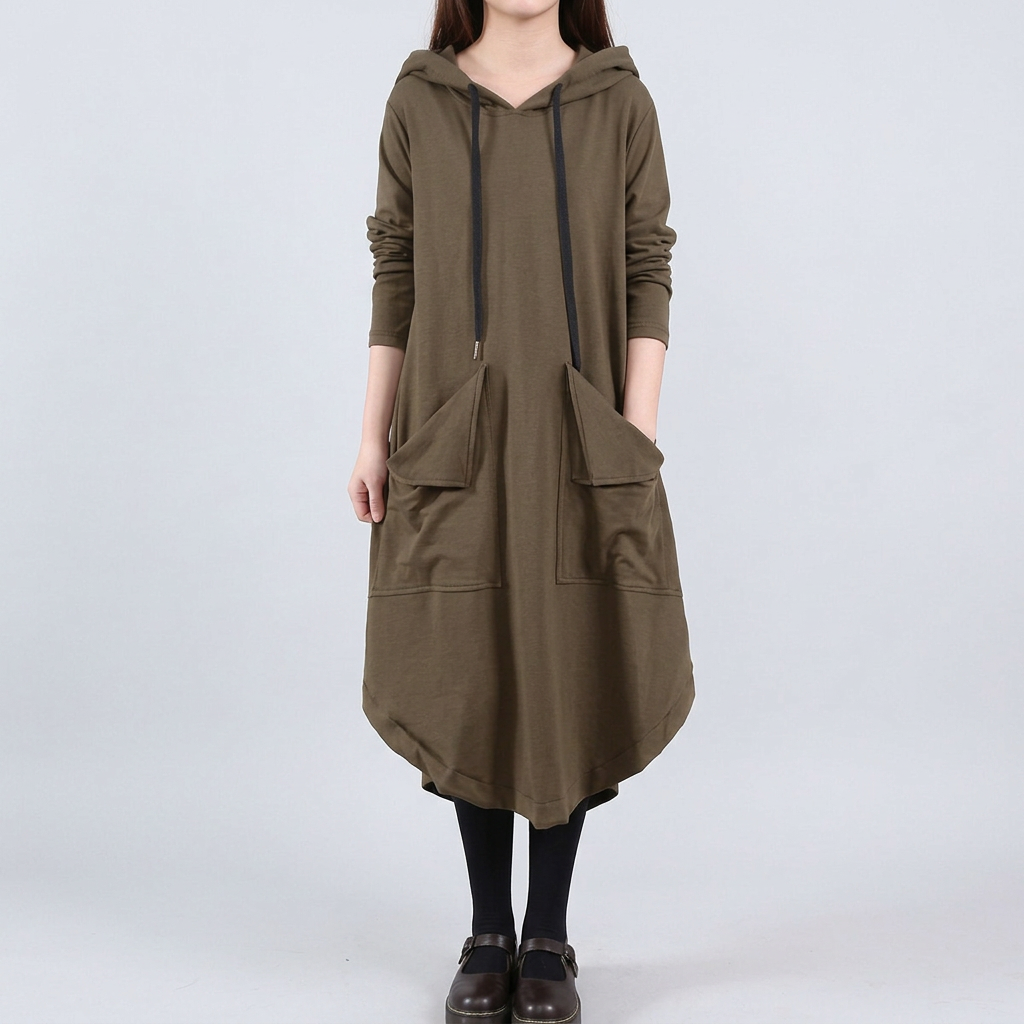 Elara | Relaxed Hooded Maxi Dress