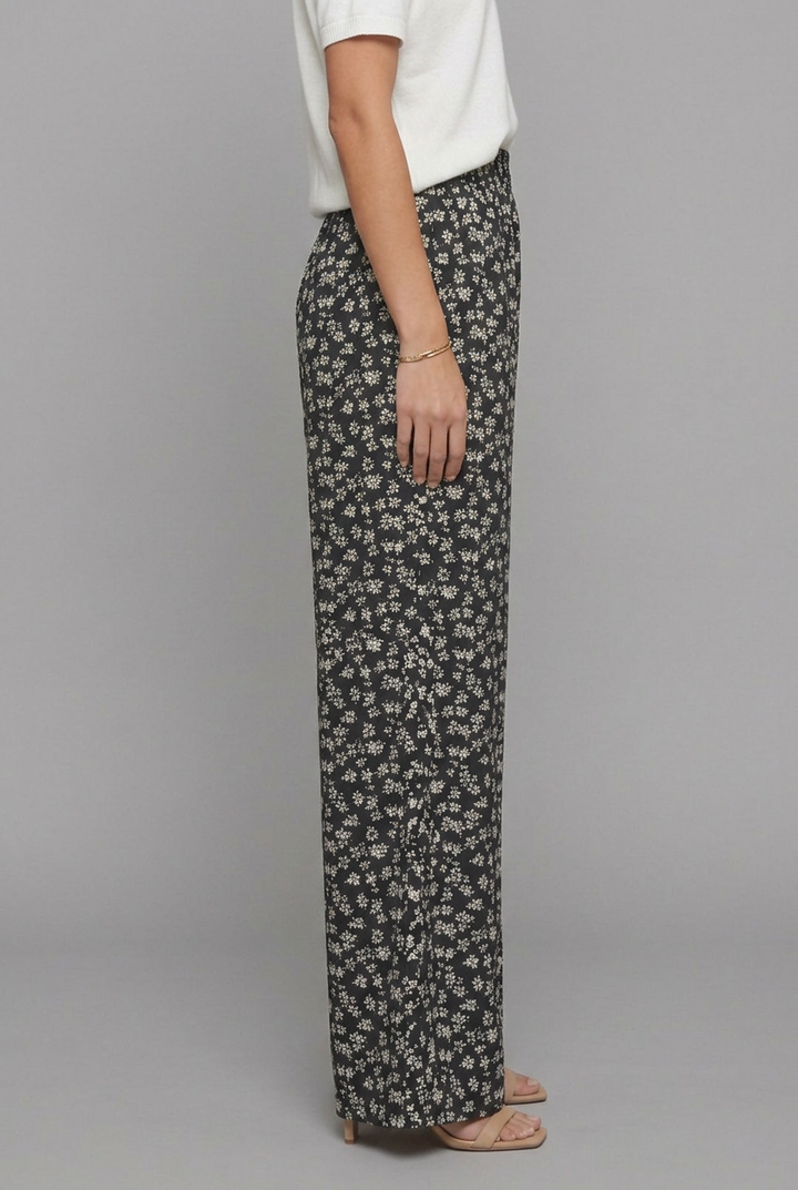 Elara | Women’s High-Waisted Wide-Leg Trousers with Ditsy Floral Print