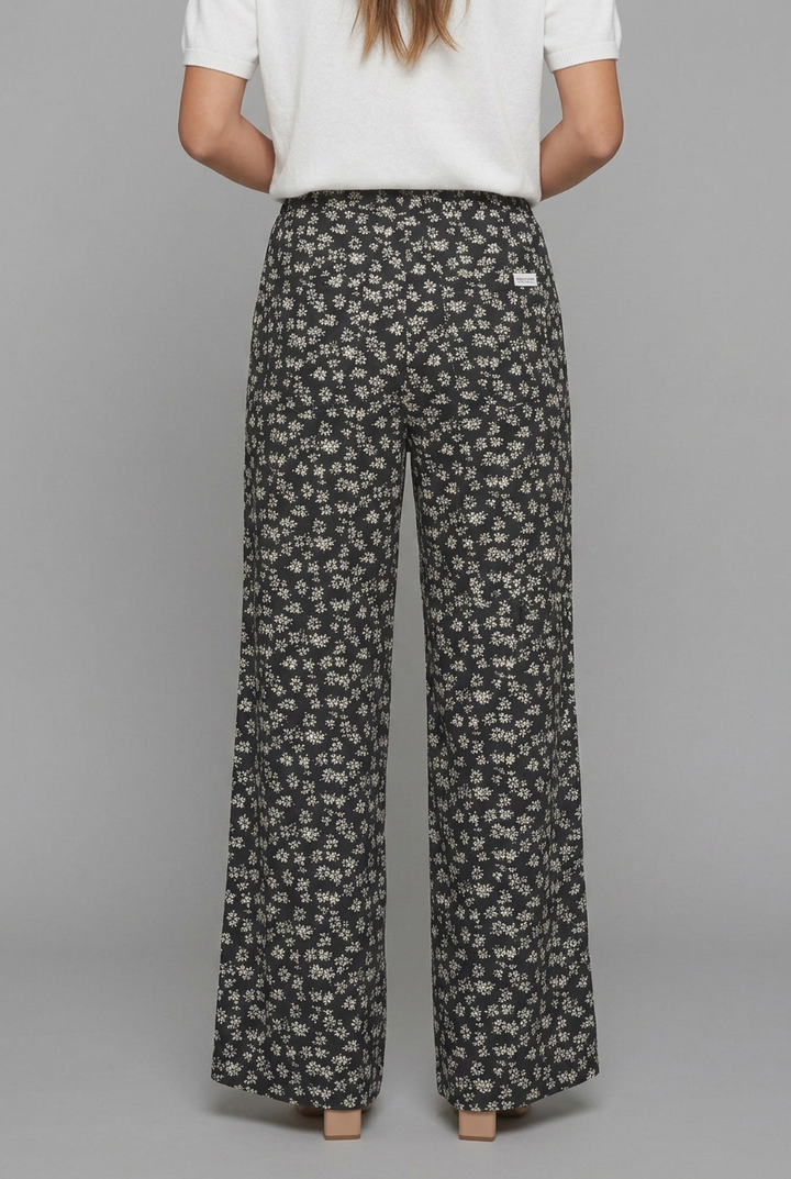 Elara | Women’s High-Waisted Wide-Leg Trousers with Ditsy Floral Print
