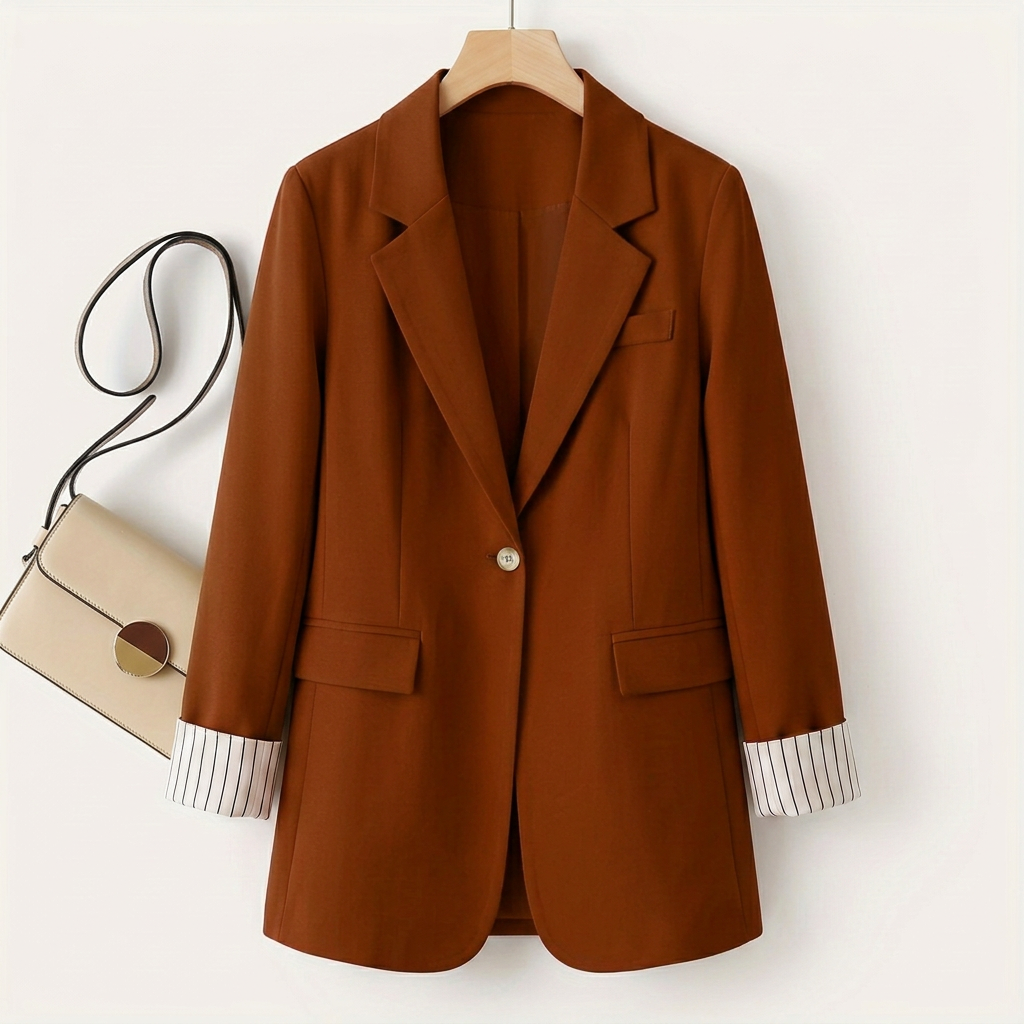 Gillian - Classy Button Front Long Sleeve Office Blazer Coat
