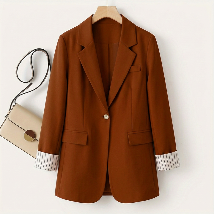 Gillian - Classy Button Front Long Sleeve Office Blazer Coat