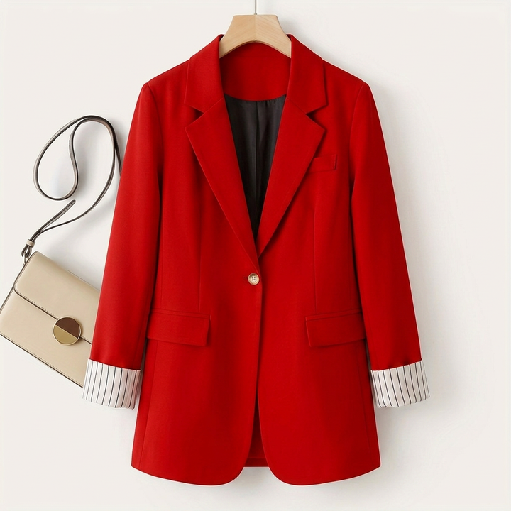 Gillian - Classy Button Front Long Sleeve Office Blazer Coat