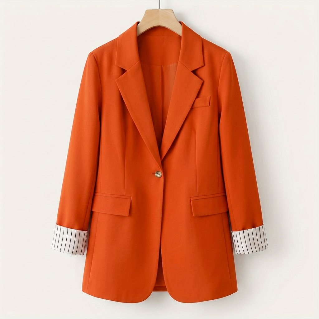 Gillian - Classy Button Front Long Sleeve Office Blazer Coat