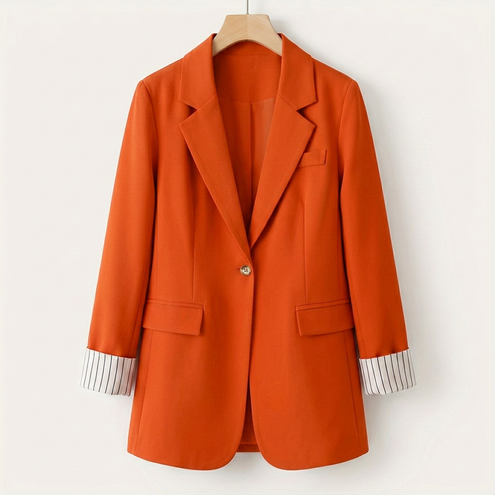 Gillian - Classy Button Front Long Sleeve Office Blazer Coat