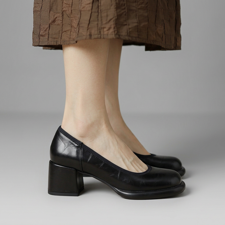 Marielle | Classic Block Heel Court Shoes