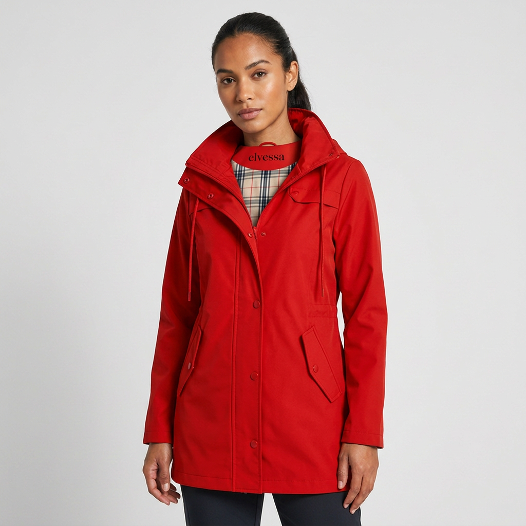 Qing - Casual Drawstring Waist Zip-Up Hooded Jacket