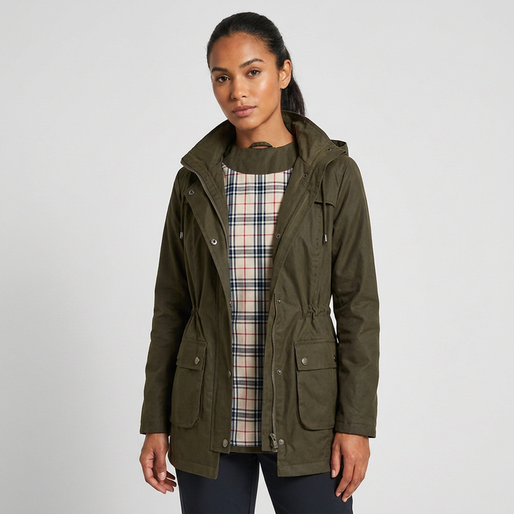 Qing - Casual Drawstring Waist Zip-Up Hooded Jacket