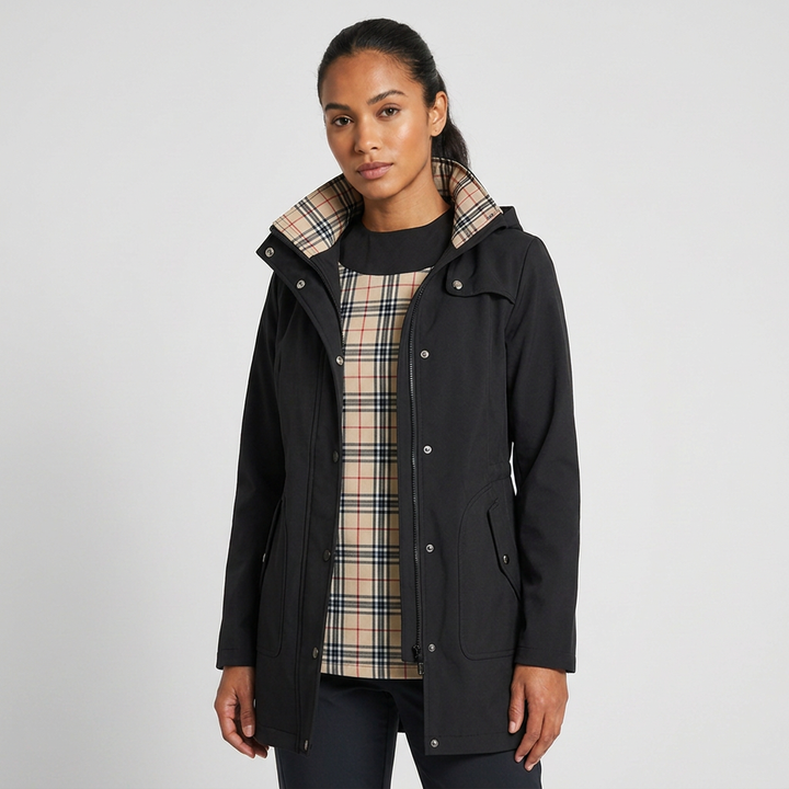 Qing - Casual Drawstring Waist Zip-Up Hooded Jacket