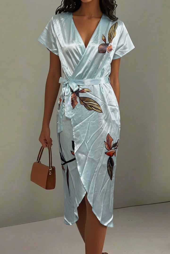 Chloe | Midi Wrap Dress V-Neck Floral Print