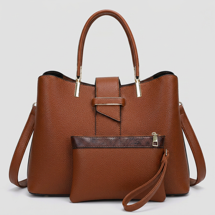 Morgan | Women’s Structured Tote Bag with Shoulder Strap and Matching Pouch