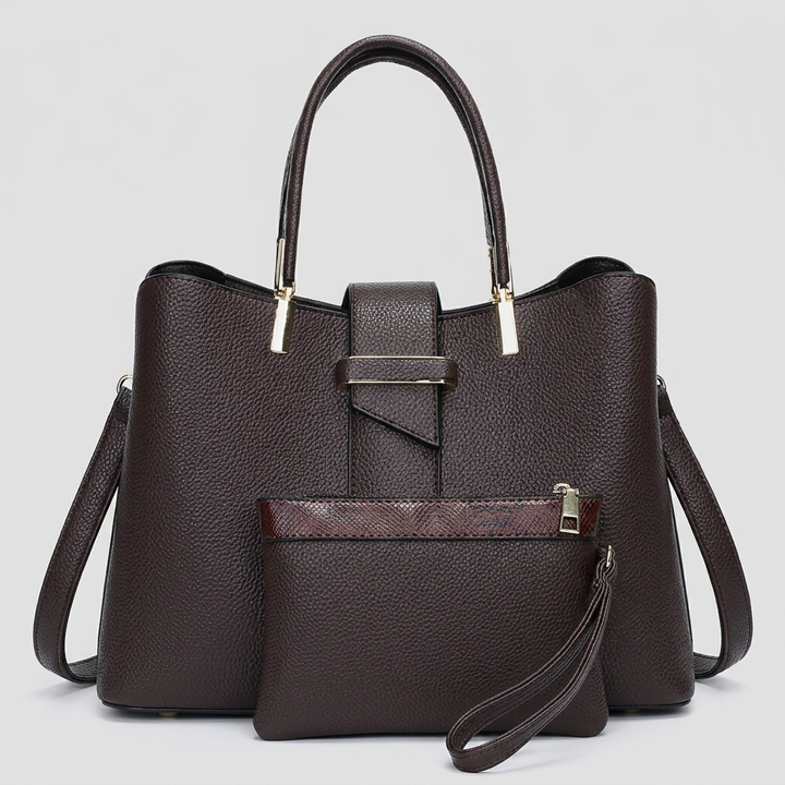 Morgan | Women’s Structured Tote Bag with Shoulder Strap and Matching Pouch