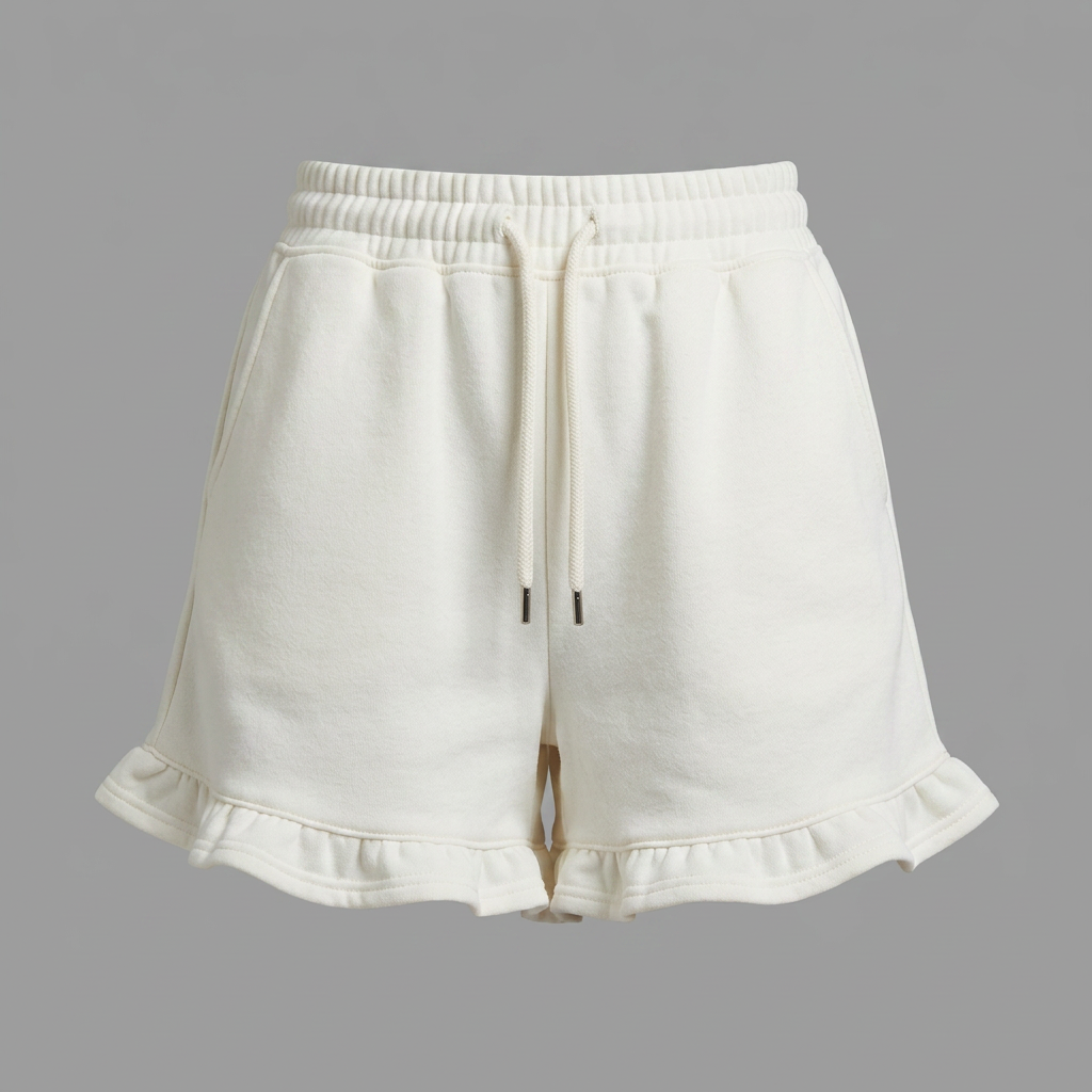 Jacklyn | Women’s High Waist Drawstring Ruffle Hem Shorts