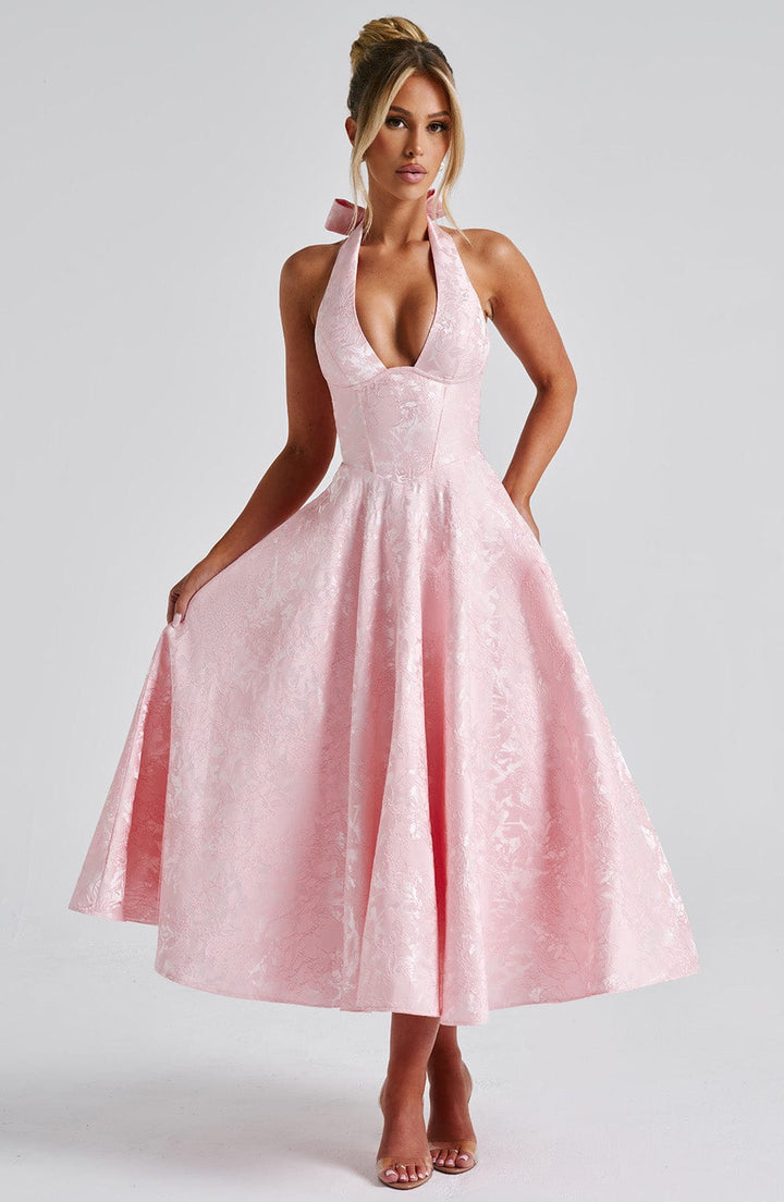 Kimberly | Women’s Wedding Guest Dress Halter Midi Dress