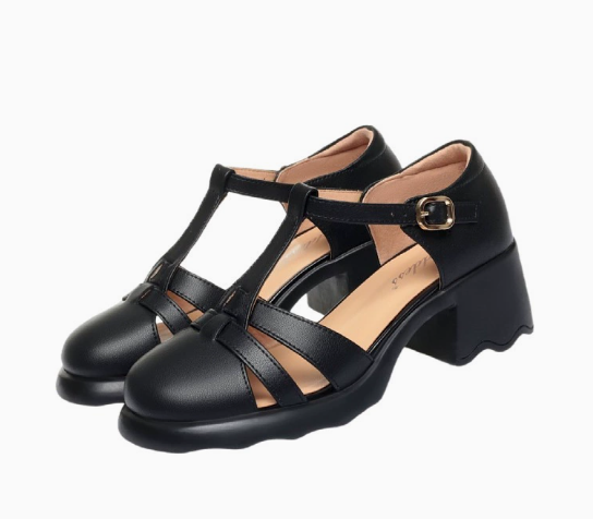 Elyxiana | Orthopaedic T-Strap Block Heels
